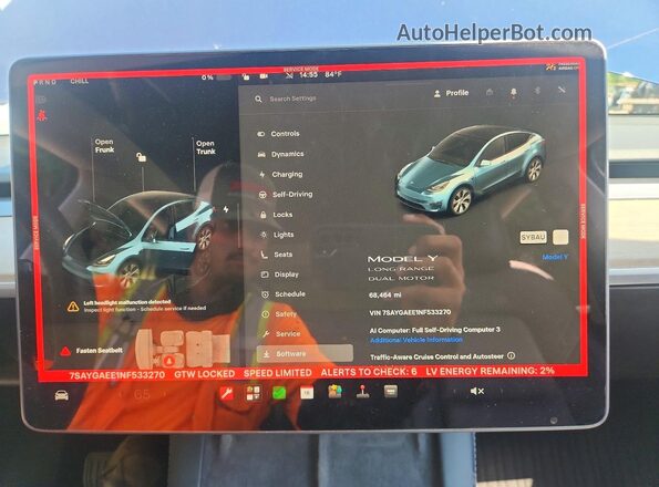 7SAYGAEE1NF533270 2022 TESLA MODEL Синий Вид щитка приборов