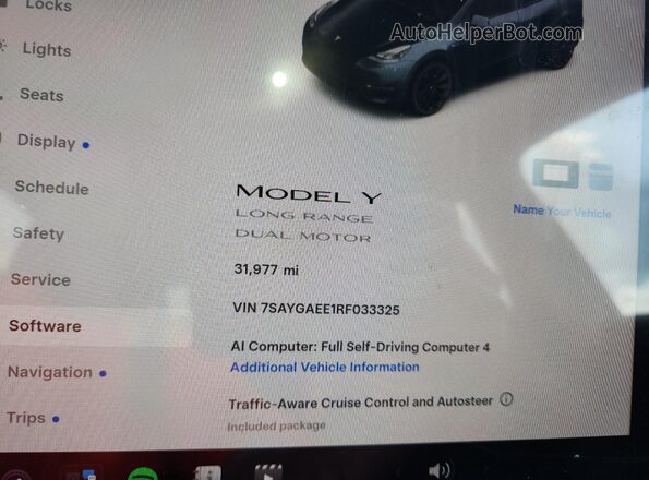 7SAYGAEE1RF033325 2024 TESLA MODEL Черный Вид щитка приборов