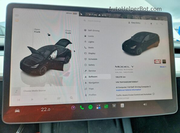 7SAYGAEE2NF359547 2022 TESLA MODEL White Вид щитка приладів