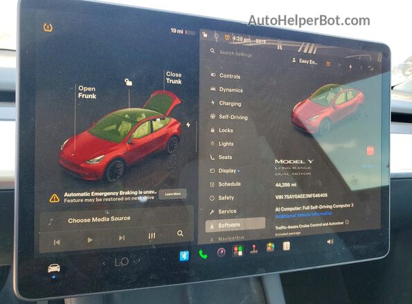 7SAYGAEE3NF546408 2022 TESLA MODEL Красный Вид щитка приборов