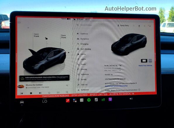 7SAYGAEEXNF429246 2022 TESLA MODEL Серый Вид щитка приборов