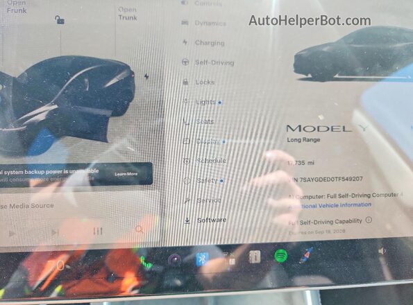 7SAYGDED0TF549207 2026 TESLA MODEL Gray Вид щитка приладів