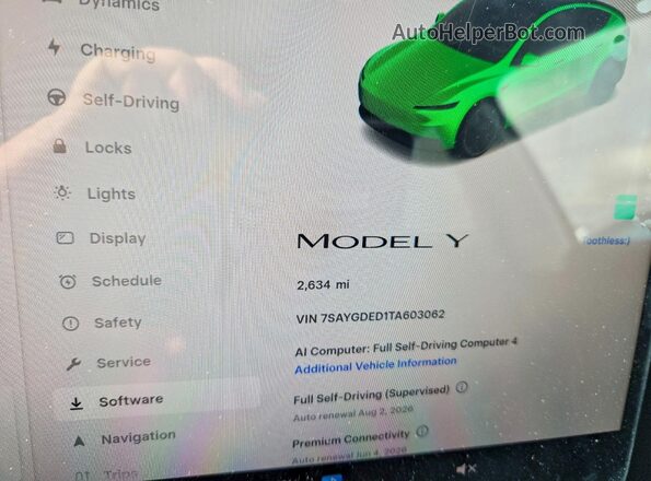 7SAYGDED1TA603062 2026 TESLA MODEL Серый Вид щитка приборов