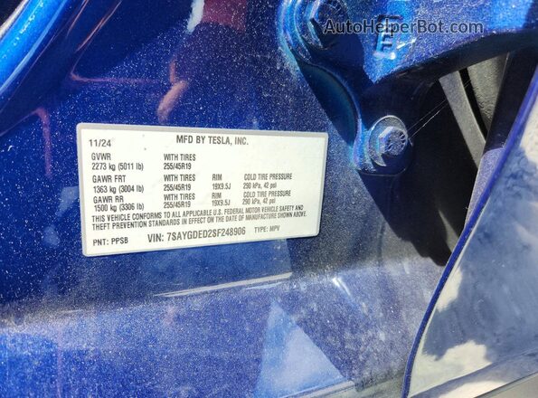 7SAYGDED2SF248906 2025 TESLA MODEL Синий Вид подкапотного пространства