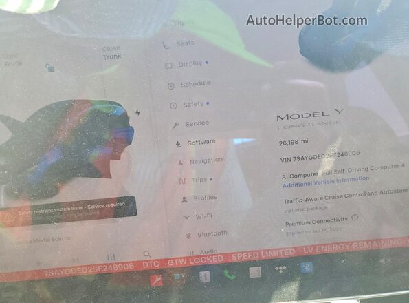 7SAYGDED2SF248906 2025 TESLA MODEL Синий Вид щитка приборов