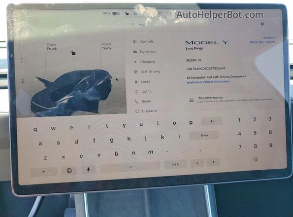 7SAYGDED3TF530246 2026 TESLA MODEL Черный Вид щитка приборов