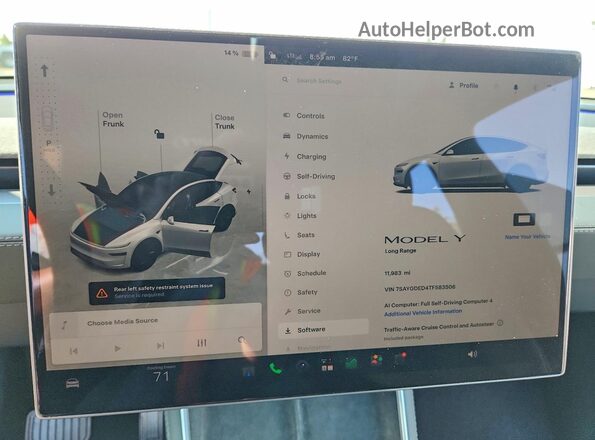 7SAYGDED4TF583506 2026 TESLA MODEL White Սարքավորումների վահանակի տեսք