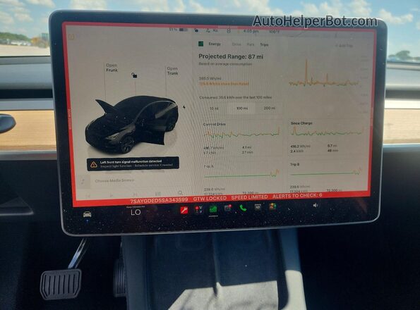 7SAYGDED5SA343599 2025 TESLA MODEL Черный Вид щитка приборов