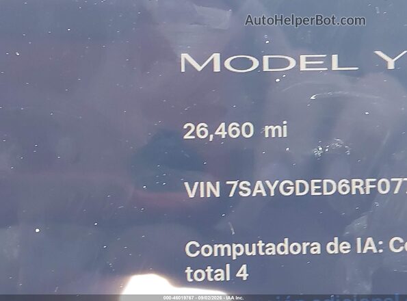 7SAYGDED6RF077264 2024 TESLA MODEL Y Gray 