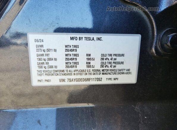 7SAYGDED6RF117052 2024 TESLA MODEL Угольный Вид наклейки с VIN-кодом