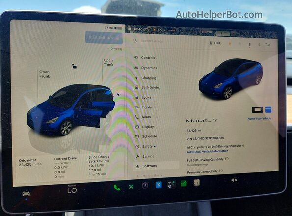 7SAYGDED7PF964885 2023 TESLA MODEL Синий Вид щитка приборов