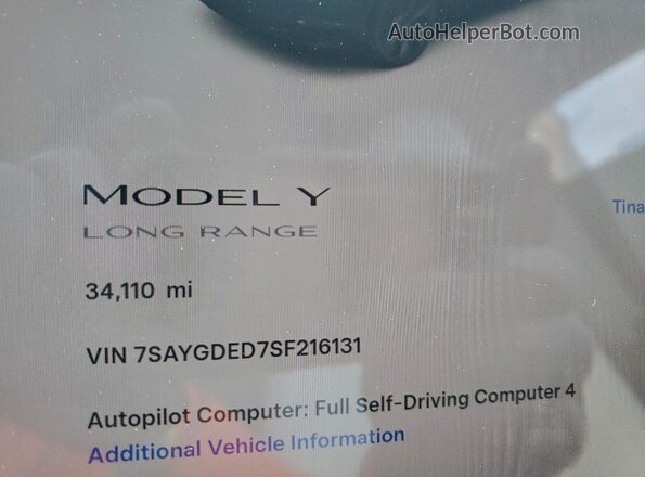 7SAYGDED7SF216131 2025 TESLA MODEL White Widok zestawu wskaźników