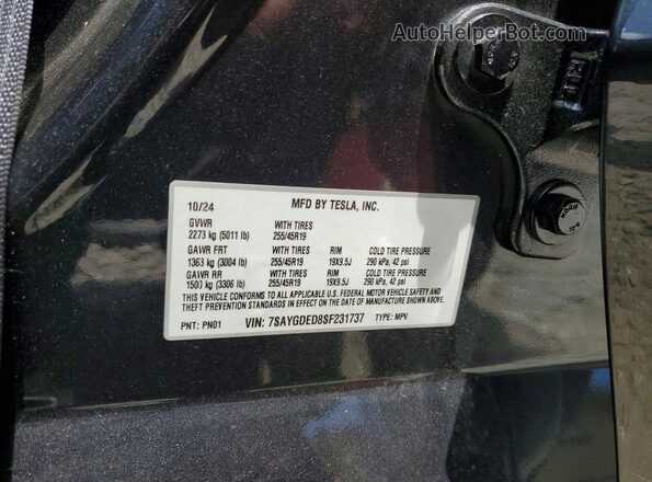 7SAYGDED8SF231737 2025 TESLA MODEL Черный Вид подкапотного пространства