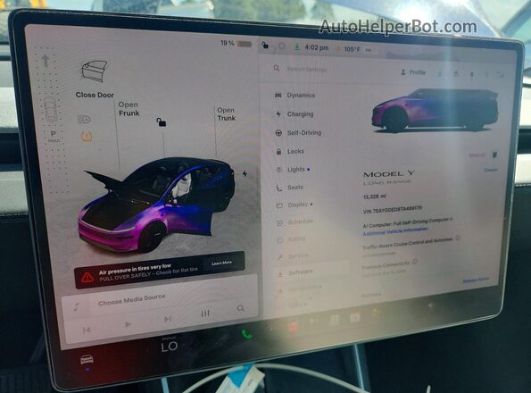 7SAYGDED8TA469179 2026 TESLA MODEL Blue ხელსაწყოთა პანელის ხედი
