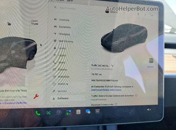 7SAYGDED9RF118244 2024 TESLA MODEL Gray ხელსაწყოთა პანელის ხედი