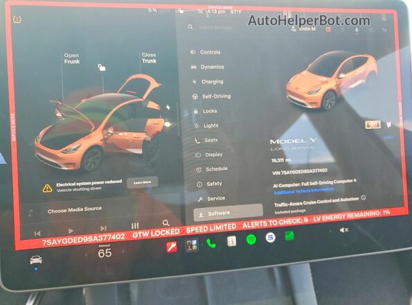 7SAYGDED9SA377402 2025 TESLA MODEL White Widok zestawu wskaźników