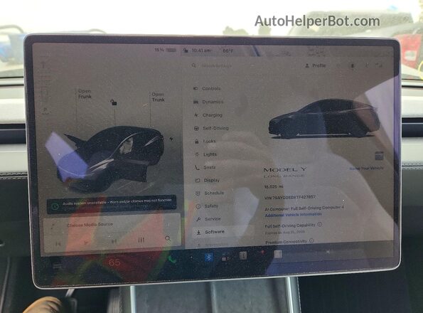 7SAYGDEDXTF427857 2026 TESLA MODEL Charcoal Вид щитка приладів