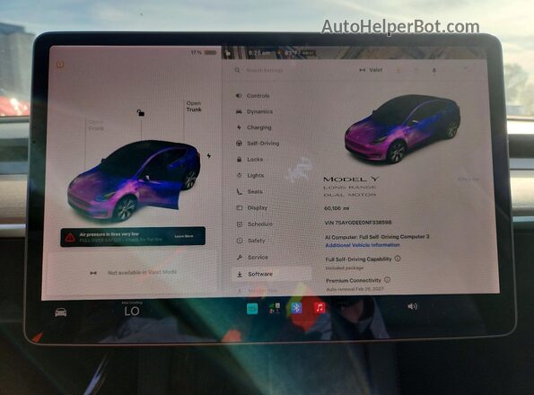 7SAYGDEE0NF338598 2022 TESLA MODEL Угольный Вид щитка приборов