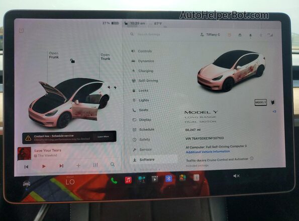 7SAYGDEE1NF307103 2022 TESLA MODEL Белый Вид щитка приборов
