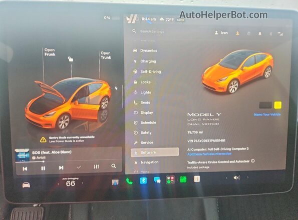 7SAYGDEE1PA051481 2023 TESLA MODEL Gray Սարքավորումների վահանակի տեսք