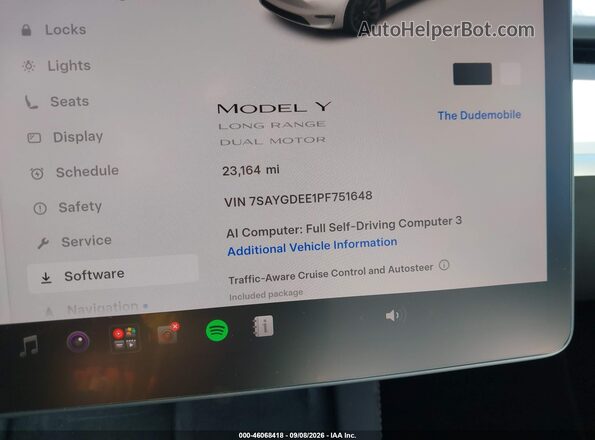 7SAYGDEE1PF751648 2023 TESLA MODEL Y White Հետևի նստատեղերի տեսք