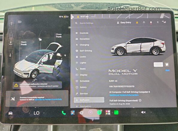 7SAYGDEE1TF532070 2026 TESLA MODEL Gray ხელსაწყოთა პანელის ხედი