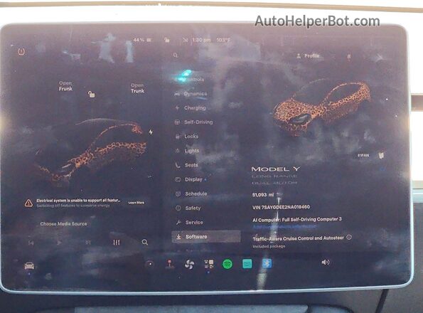 7SAYGDEE2NA019460 2022 TESLA MODEL Black Widok zestawu wskaźników