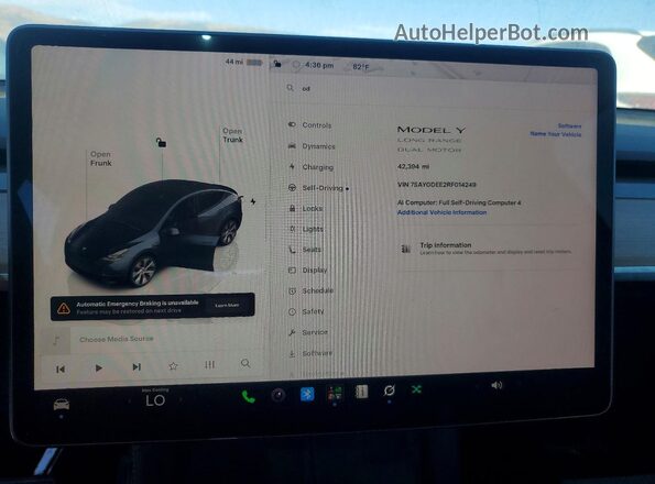 7SAYGDEE2RF014249 2024 TESLA MODEL Charcoal Instrument cluster view