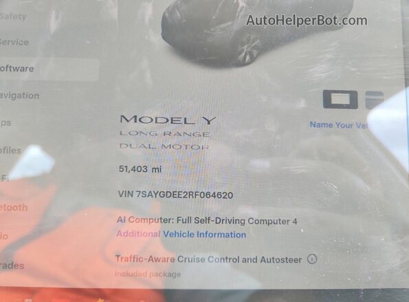 7SAYGDEE2RF064620 2024 TESLA MODEL Charcoal ხელსაწყოთა პანელის ხედი