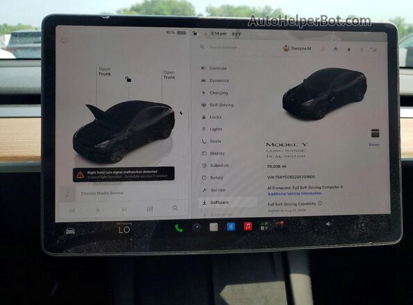 7SAYGDEE2SF291800 2025 TESLA MODEL Black Սարքավորումների վահանակի տեսք