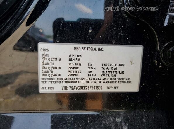 7SAYGDEE2SF291800 2025 TESLA MODEL Black Շարժիչի բաժամունքի տեսք