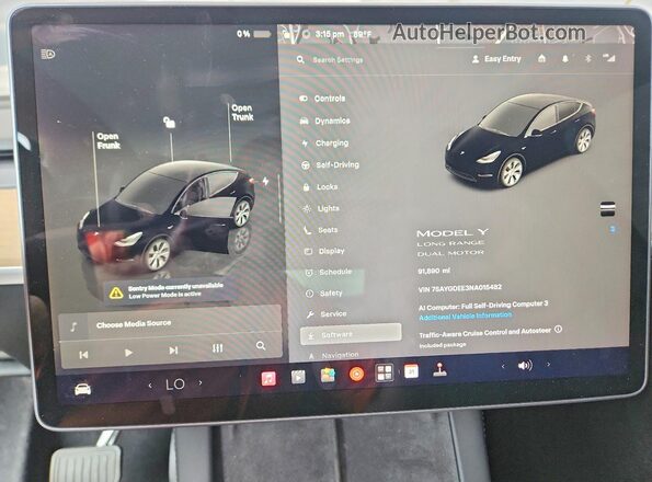 7SAYGDEE3NA015482 2022 TESLA MODEL Черный Вид щитка приборов