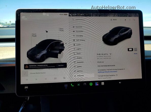 7SAYGDEE3NF424066 2022 TESLA MODEL Gray ხელსაწყოთა პანელის ხედი
