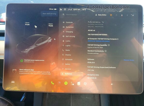 7SAYGDEE3NF459061 2022 TESLA MODEL Gray Instrument cluster view
