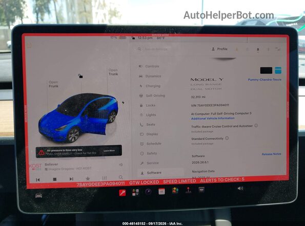 7SAYGDEE3PA094011 2023 TESLA MODEL Y Blue 