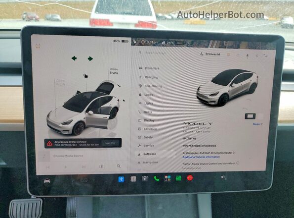 7SAYGDEE4PA059185 2023 TESLA MODEL Белый Вид щитка приборов