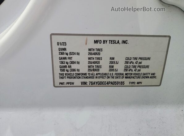 7SAYGDEE4PA059185 2023 TESLA MODEL Белый Вид подкапотного пространства
