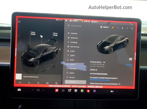 7SAYGDEE4PA136184 2023 TESLA MODEL Black Սարքավորումների վահանակի տեսք