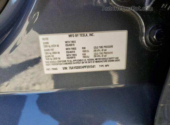 7SAYGDEE4PF591541 2023 TESLA MODEL Gray ძრავის განყოფილების ხედი