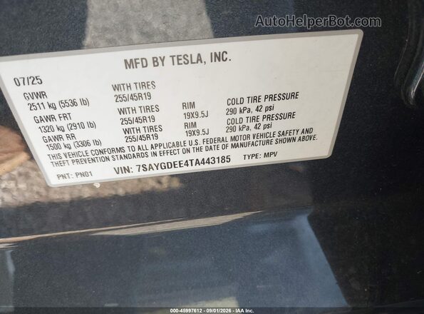 7SAYGDEE4TA443185 2026 TESLA MODEL Y Pewter Widok komory silnika