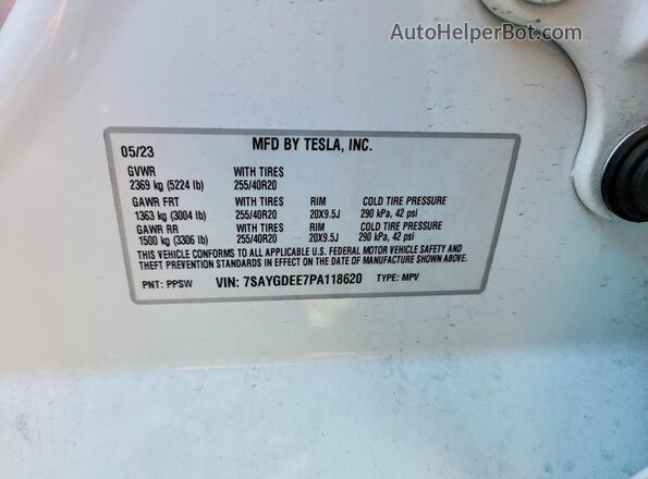 7SAYGDEE7PA118620 2023 TESLA MODEL Белый Вид подкапотного пространства
