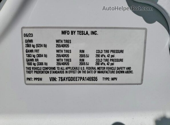 7SAYGDEE7PA146935 2023 TESLA MODEL Синий Вид подкапотного пространства
