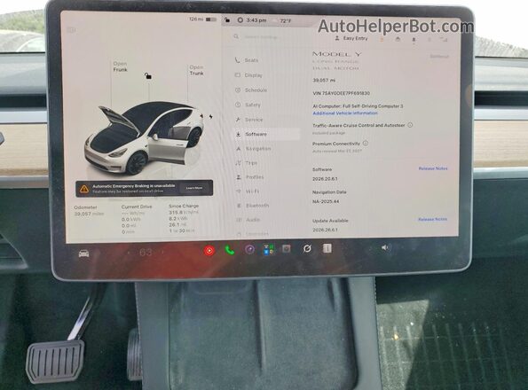 7SAYGDEE7PF691830 2023 TESLA MODEL Белый Вид щитка приборов