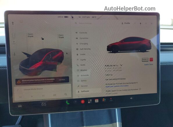 7SAYGDEE7TF395183 2026 TESLA MODEL Red Սարքավորումների վահանակի տեսք