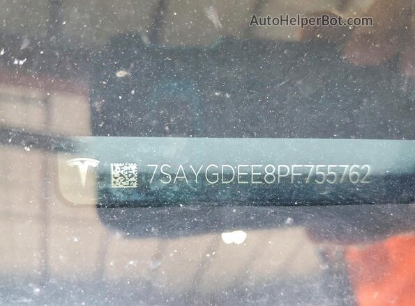 7SAYGDEE8PF755762 2023 TESLA MODEL Black VIN կոդի պիտակի տեսք