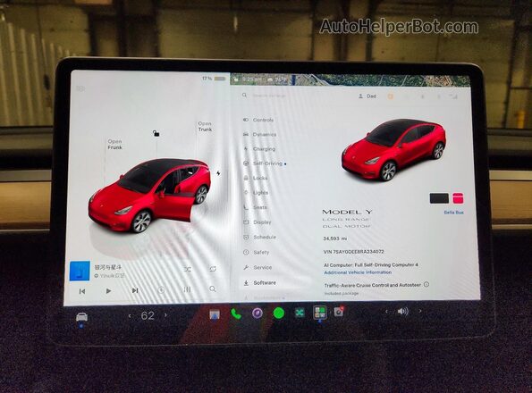 7SAYGDEE8RA234072 2024 TESLA MODEL Red Vista del cuadro de instrumentos