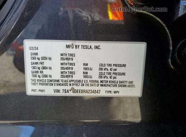 7SAYGDEE8RA234847 2024 TESLA MODEL Серый Вид подкапотного пространства