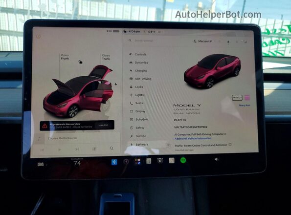 7SAYGDEE9NF557902 2022 TESLA MODEL Белый Вид щитка приборов