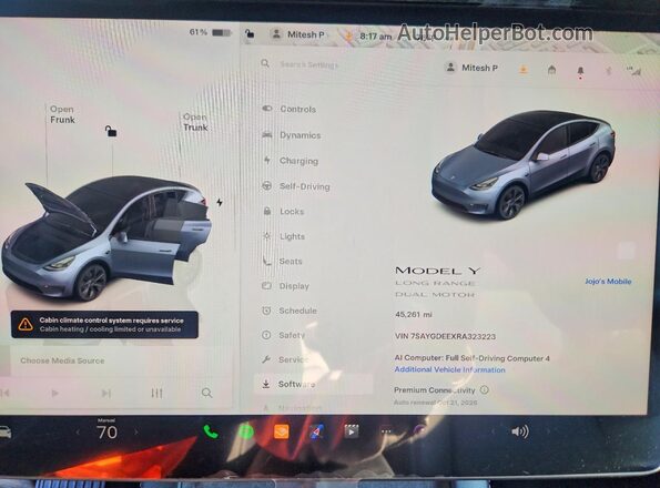 7SAYGDEEXRA323223 2024 TESLA MODEL Gray Սարքավորումների վահանակի տեսք