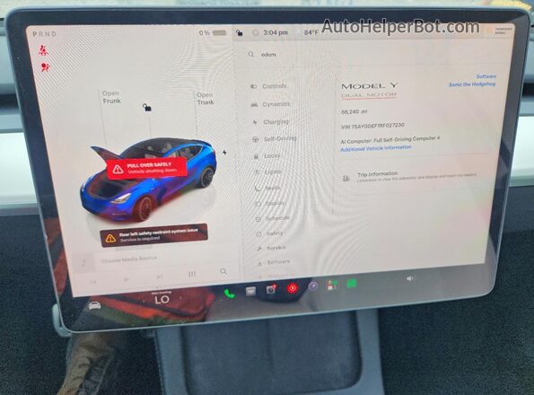 7SAYGDEF1RF027230 2024 TESLA MODEL Синий Вид щитка приборов